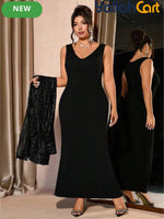 Plus Size Women’s Sparkle Sleeveless Vest Set – Elegant 2-Piece Party Outfit