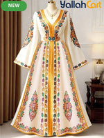 Women’s Bohemian V-Neck Long Sleeve Maxi Dress