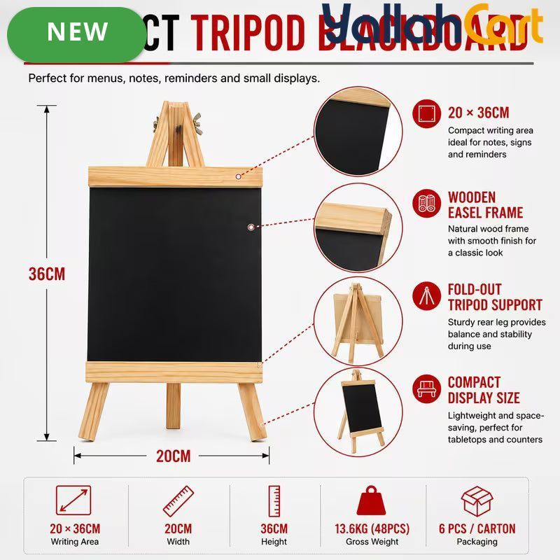 20 × 36cm Mini Chalkboard with Wooden Easel – Reusable Tabletop Message & Menu Sign