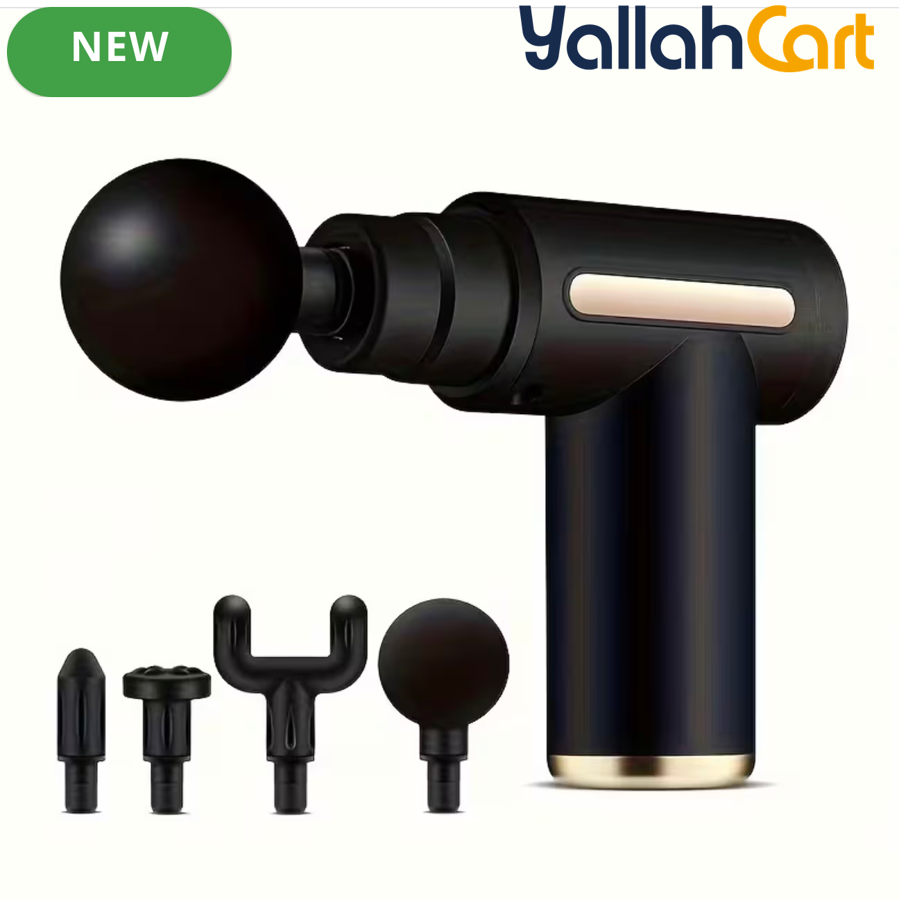 Electric Fascia Massage Gun – Black, 4 Massage Heads, Ultra-Quiet Motor
