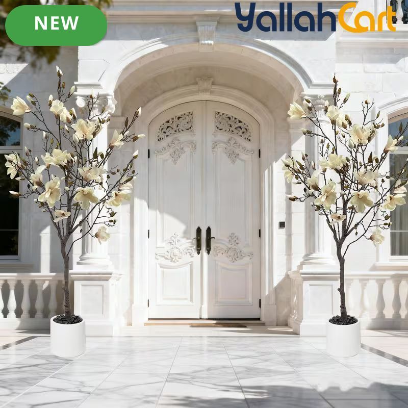150cm Artificial Magnolia Tree with White Planter – Realistic Faux Plant for Home & Office Décor