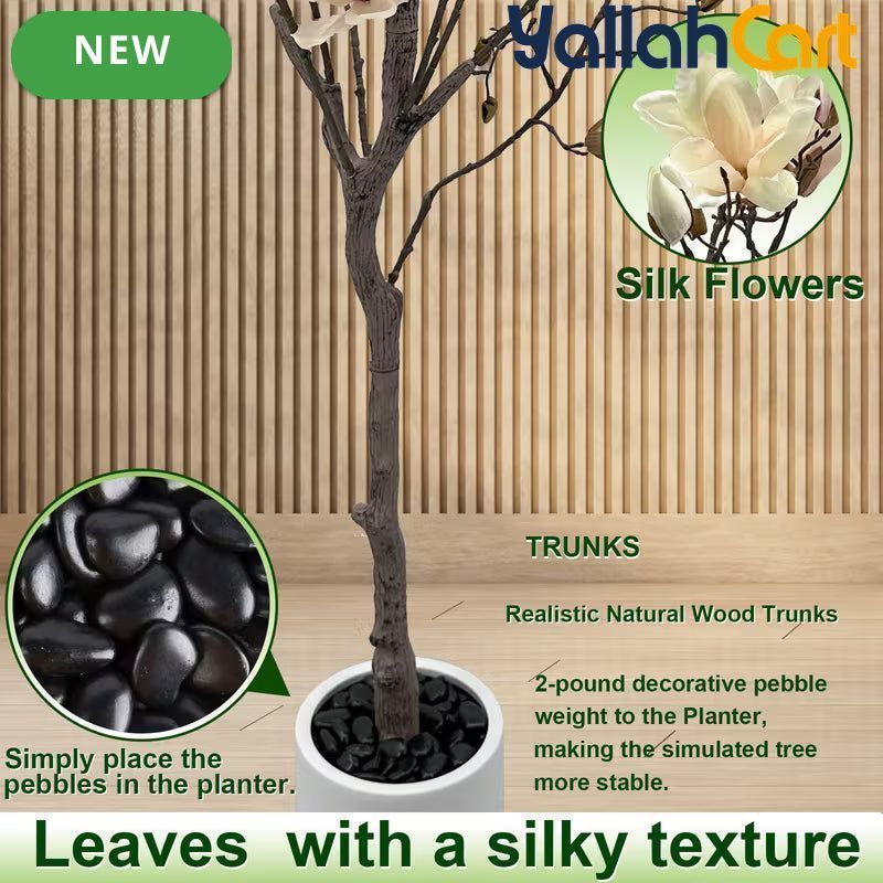 150cm Artificial Magnolia Tree with White Planter – Realistic Faux Plant for Home & Office Décor