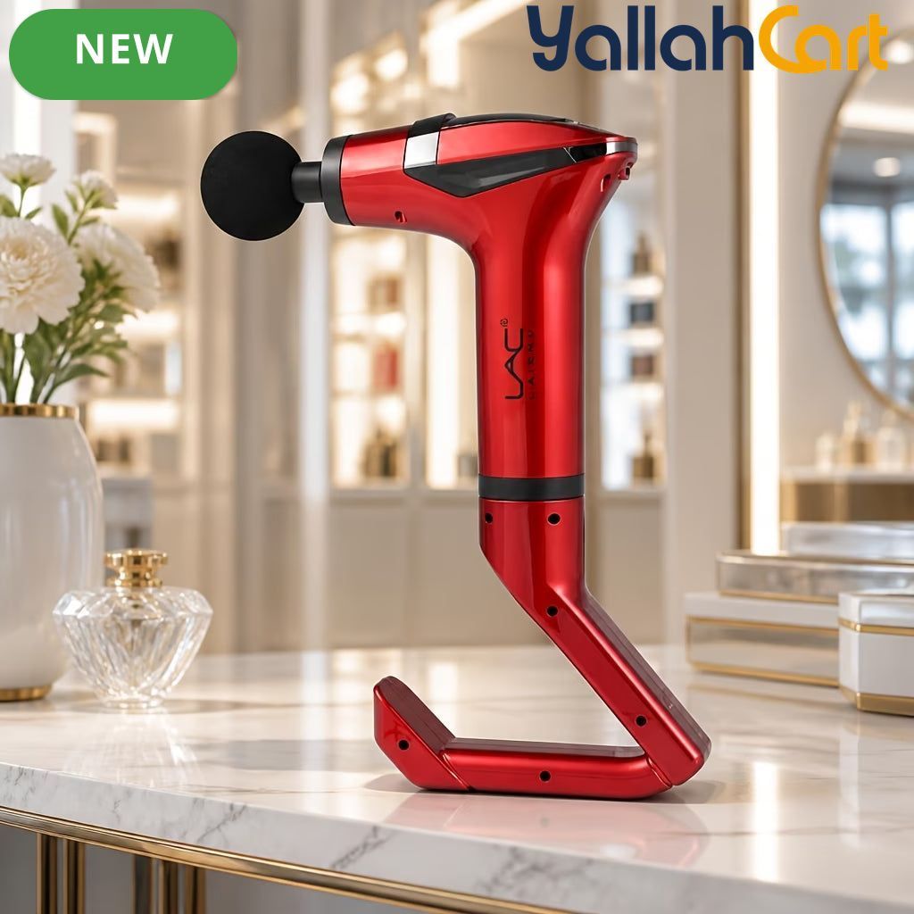 Adjustable Bendable Handle Massage Gun - Red | Multi-Speed Deep Tissue Muscle Massager