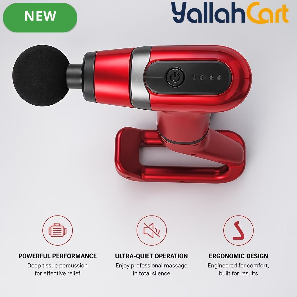 Adjustable Bendable Handle Massage Gun - Red | Multi-Speed Deep Tissue Muscle Massager