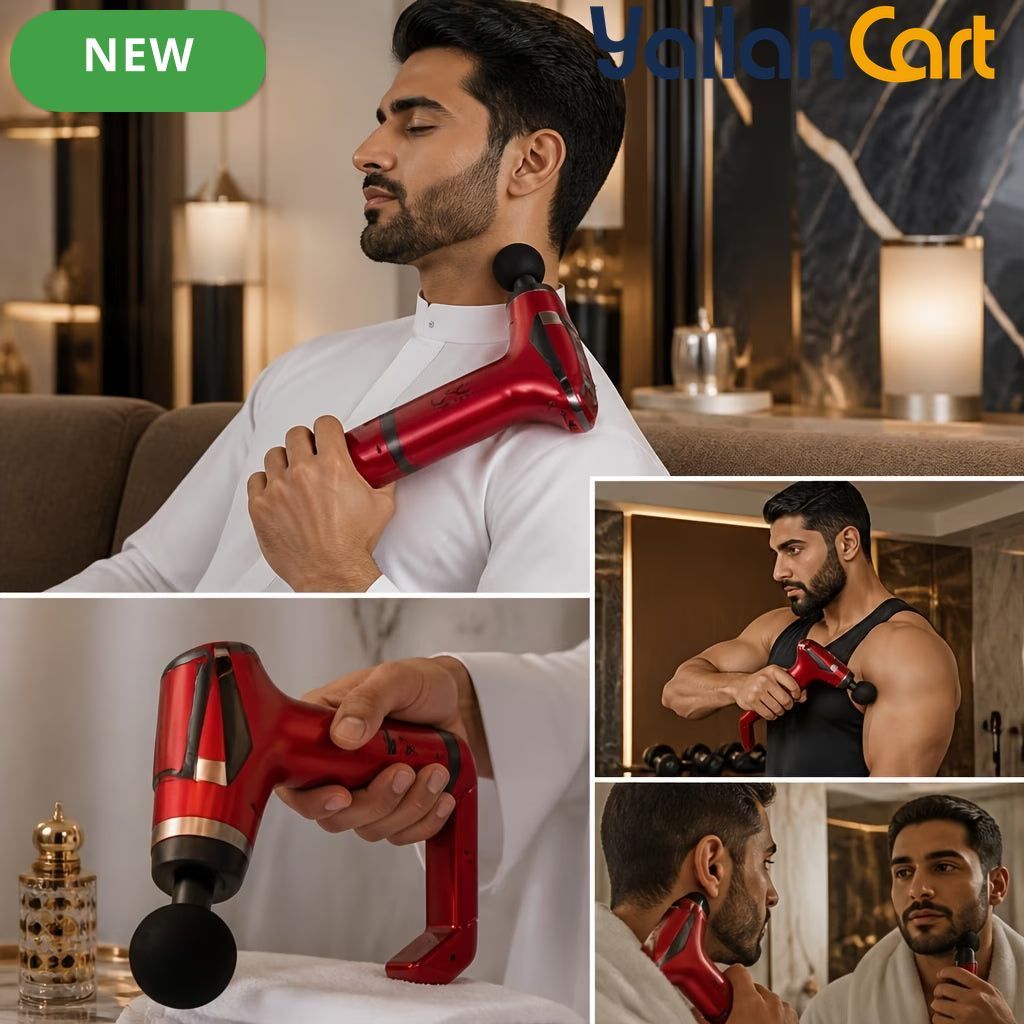 Adjustable Bendable Handle Massage Gun - Red | Multi-Speed Deep Tissue Muscle Massager