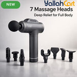 7-Head Handheld Percussion Massage Gun – Deep Muscle Massager – Full Body – Black