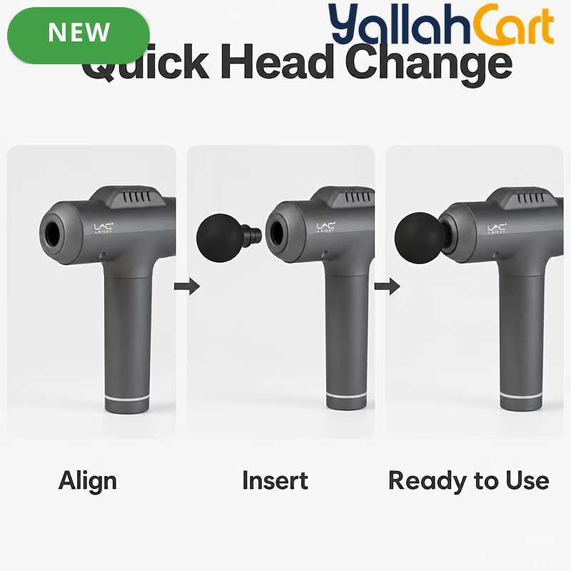 7-Head Handheld Percussion Massage Gun – Deep Muscle Massager – Full Body – Black