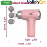 Portable Triple Head Muscle Massager, Pink, Compact Percussion Massage Gun