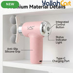 Portable Triple Head Muscle Massager, Pink, Compact Percussion Massage Gun
