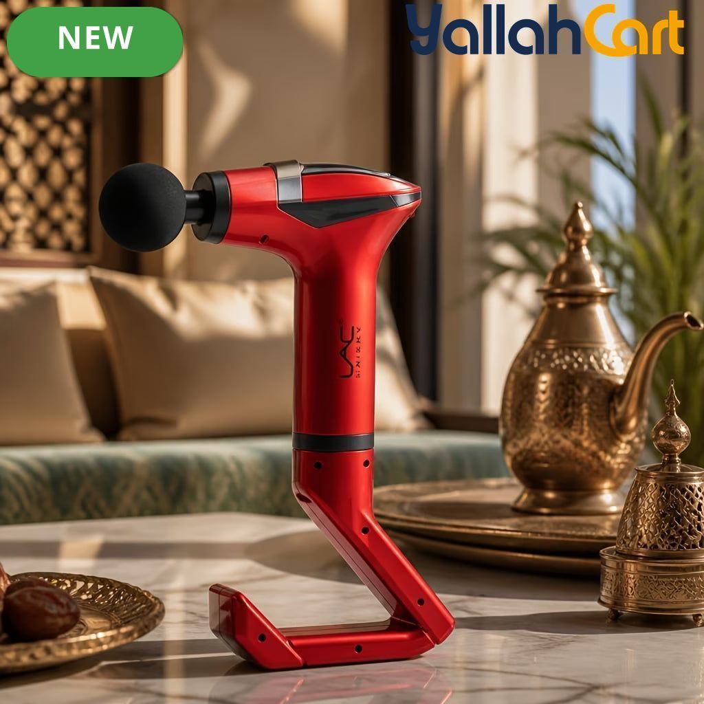 Adjustable Bendable Handle Massage Gun - Red | Multi-Speed Deep Tissue Muscle Massager