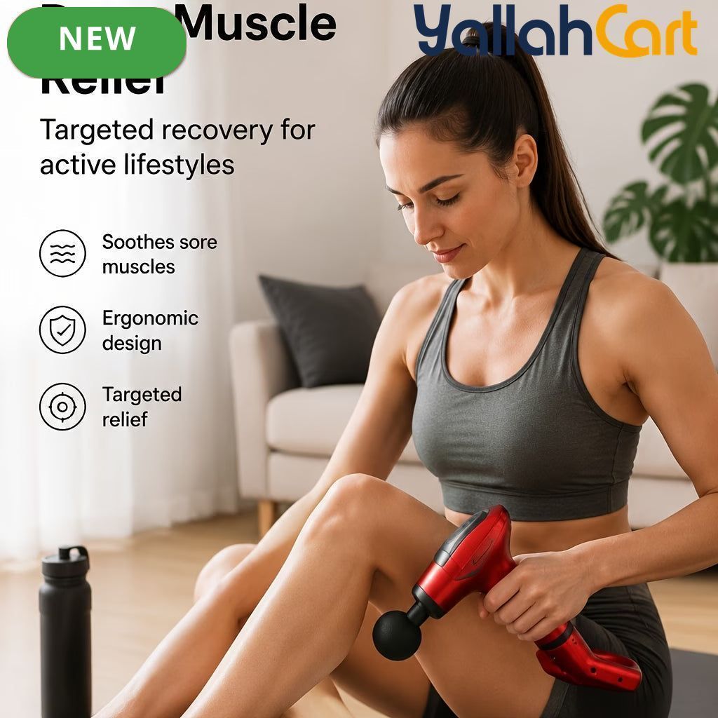Compact Foldable Muscle Massage Gun Kit – Red/Gray Travel Percussion Massager