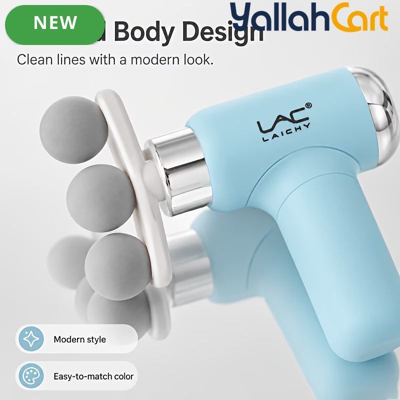 3-Head Electric Massager, Portable Deep Tissue Massage Gun, USB Rechargeable – Blue