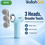 3-Head Electric Massager, Portable Deep Tissue Massage Gun, USB Rechargeable – Blue