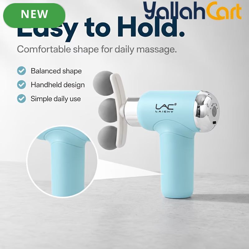 3-Head Electric Massager, Portable Deep Tissue Massage Gun, USB Rechargeable – Blue