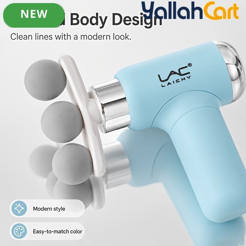 3-Head Electric Massager, Portable Deep Tissue Massage Gun, USB Rechargeable – Blue