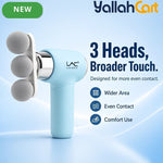 3-Head Electric Massager, Portable Deep Tissue Massage Gun, USB Rechargeable – Blue