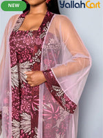 Women’s 2-Piece Slim-Fit Dress & Embroidered Mesh Cardigan Set – Elegant Outfit