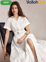 Short Sleeve Smock Dress with Front Tie
