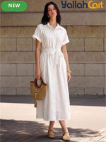 Short Sleeve Smock Dress with Front Tie