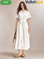 Short Sleeve Smock Dress with Front Tie