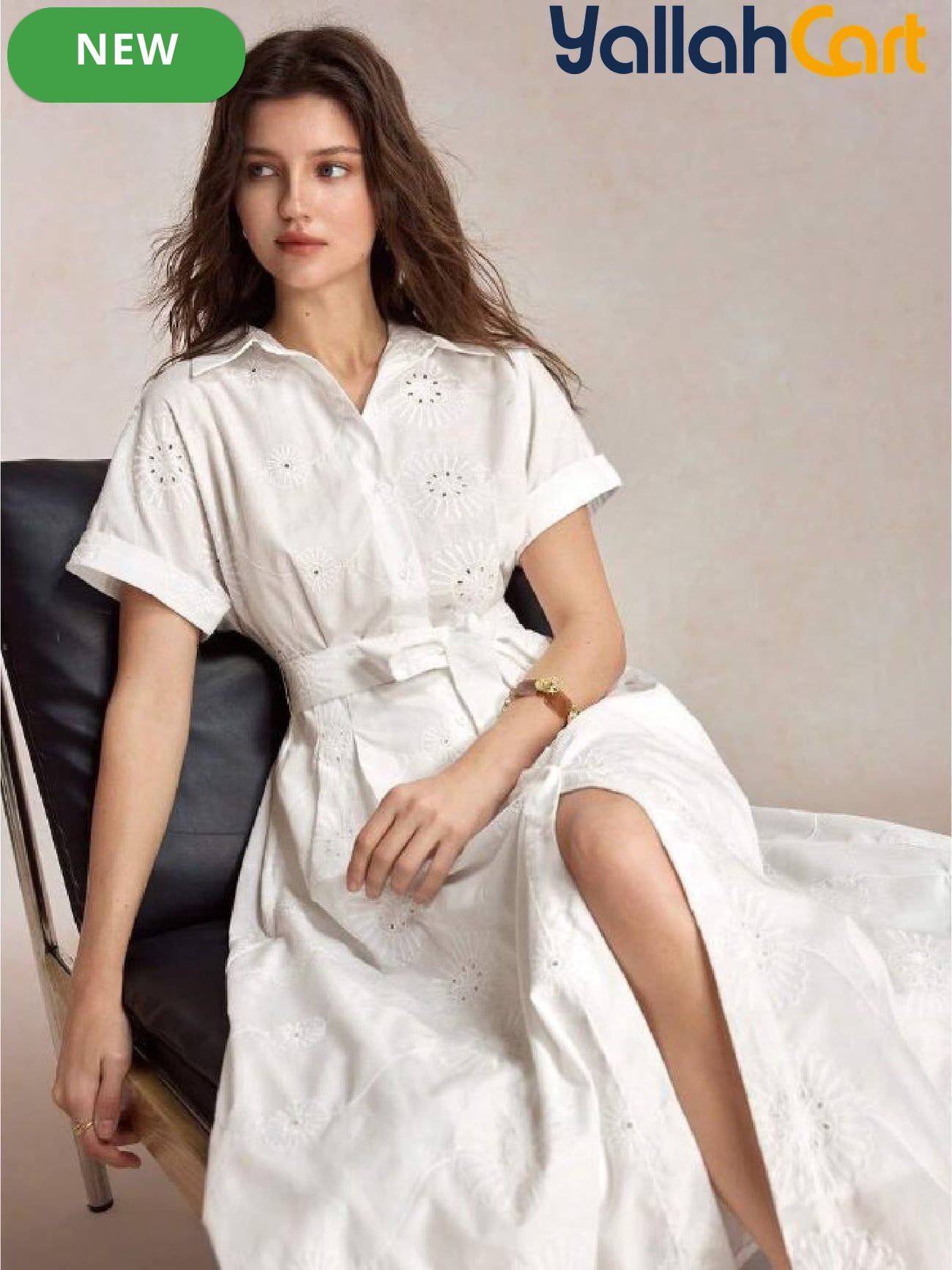Short Sleeve Smock Dress with Front Tie