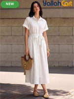 Short Sleeve Smock Dress with Front Tie