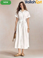 Short Sleeve Smock Dress with Front Tie