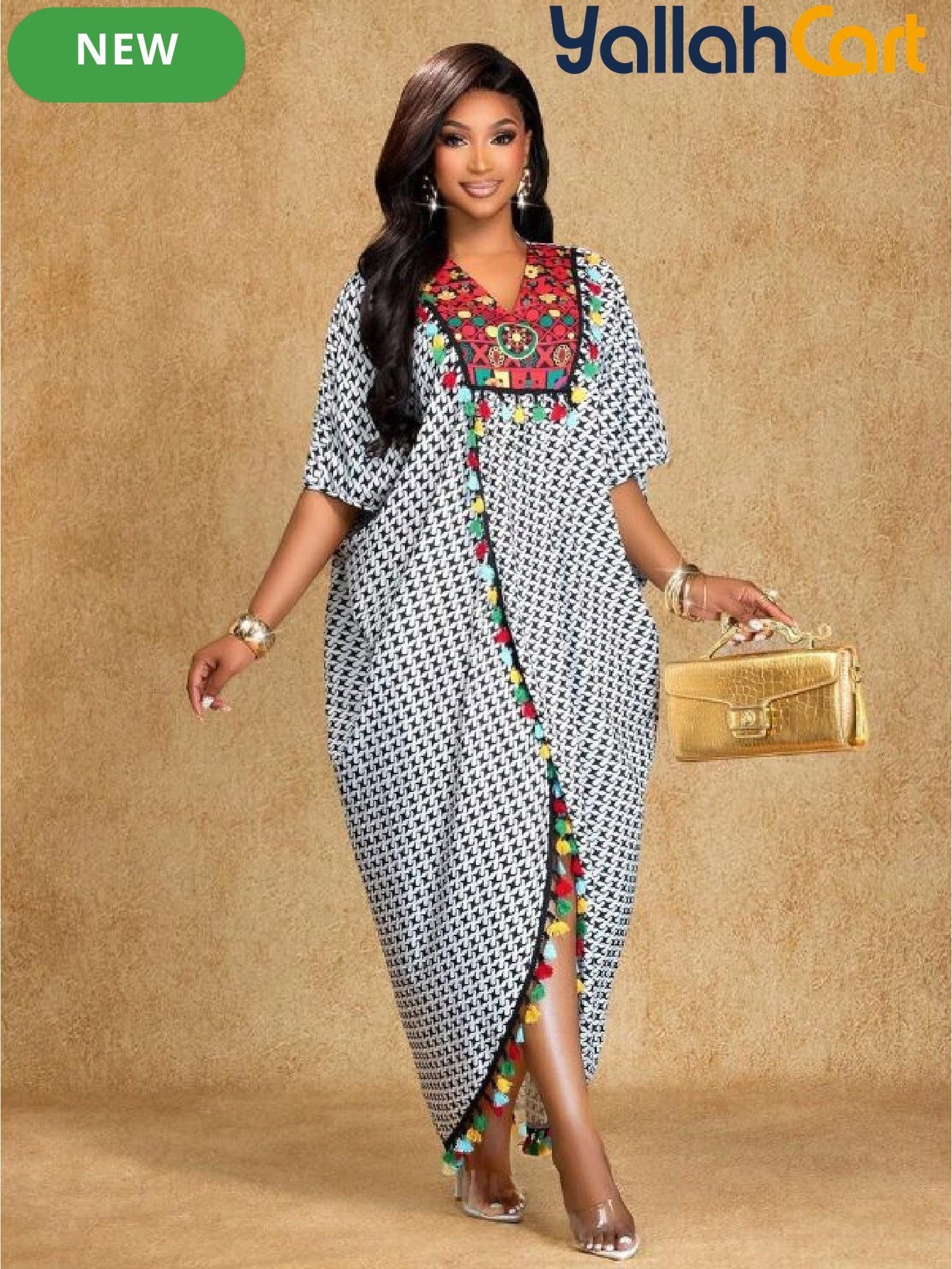 2026 Women's Long Embroidered Kaftan Dress