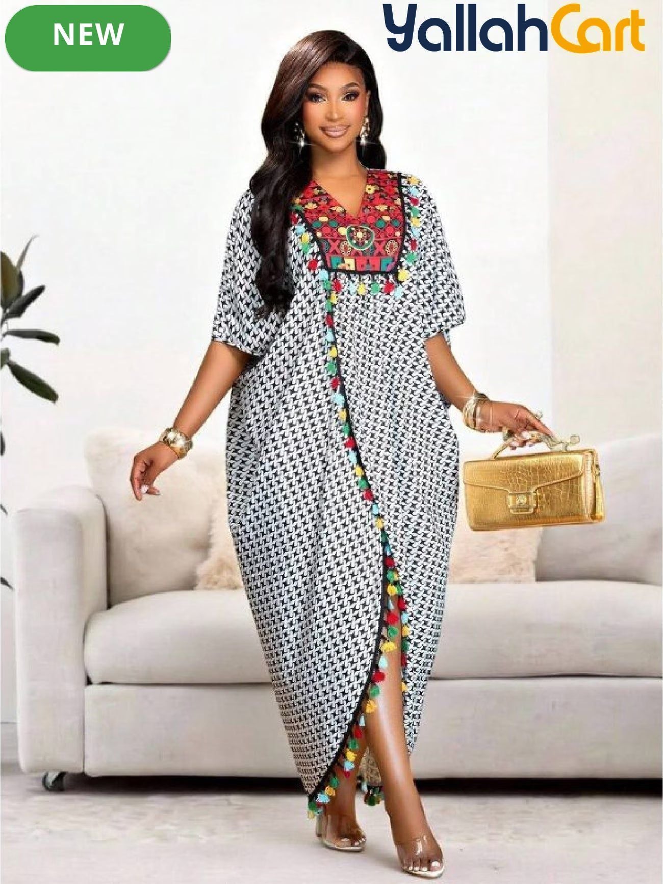 2026 Women's Long Embroidered Kaftan Dress