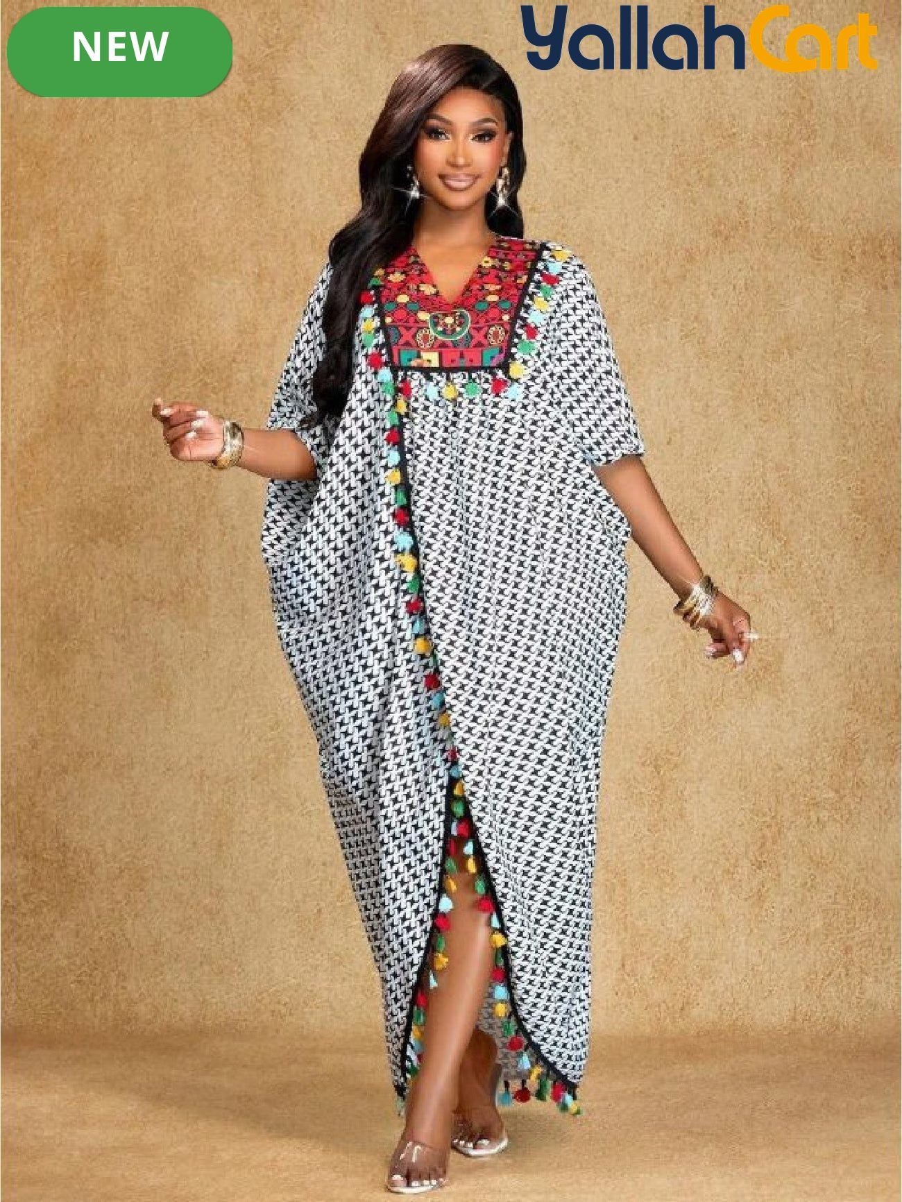2026 Women's Long Embroidered Kaftan Dress