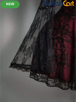 Women’s Square Neck Lace Color-Block Dress – Ruffle Shoulder Puff Sleeve Party Dress
