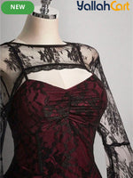 Women’s Square Neck Lace Color-Block Dress – Ruffle Shoulder Puff Sleeve Party Dress