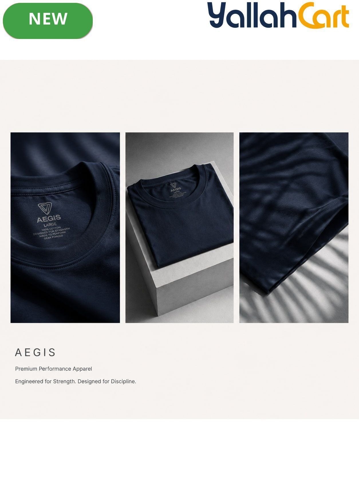 AEGIS Classic Men’s Crew Neck Tee – Premium Combed Cotton (Navy Blue)