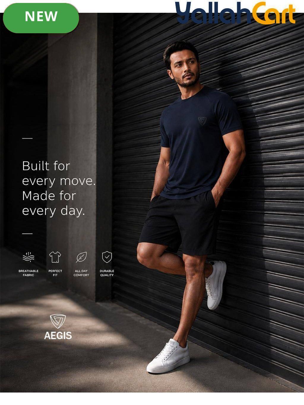 AEGIS Classic Men’s Crew Neck Tee – Premium Combed Cotton (Navy Blue)