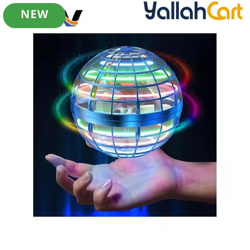 Magic Flying Orb Hover Ball – 360° Rotating Mini Drone with RGB Lights for Kids & Adults
