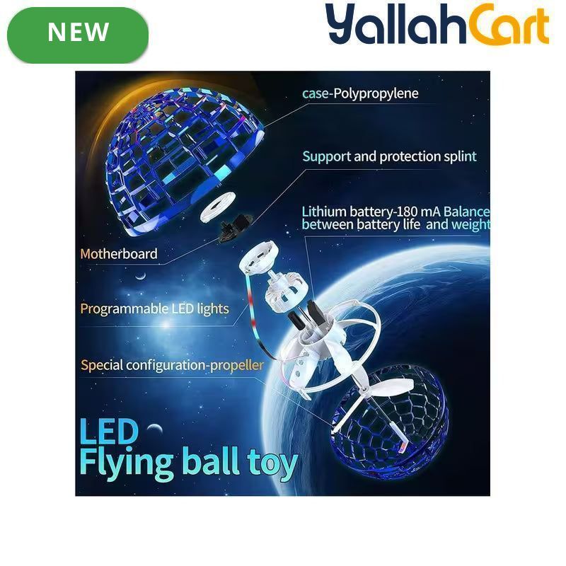 Magic Flying Orb Hover Ball – 360° Rotating Mini Drone with RGB Lights for Kids & Adults