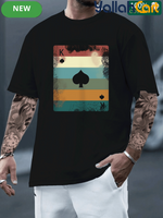Vintage Poker Ace of Spades Graphic Tee – 220 GSM Heavyweight Retro Striped T-Shirt