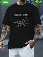 Men’s "Electricity Explained" Funny Electrician Graphic Tee – 220 GSM Heavyweight Cotton (Valentine’s Edition)