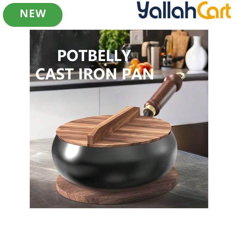 Cast Iron Skillet with Lid – Multi-Functional Heavy-Duty Wok