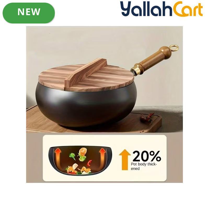 Cast Iron Skillet with Lid – Multi-Functional Heavy-Duty Wok
