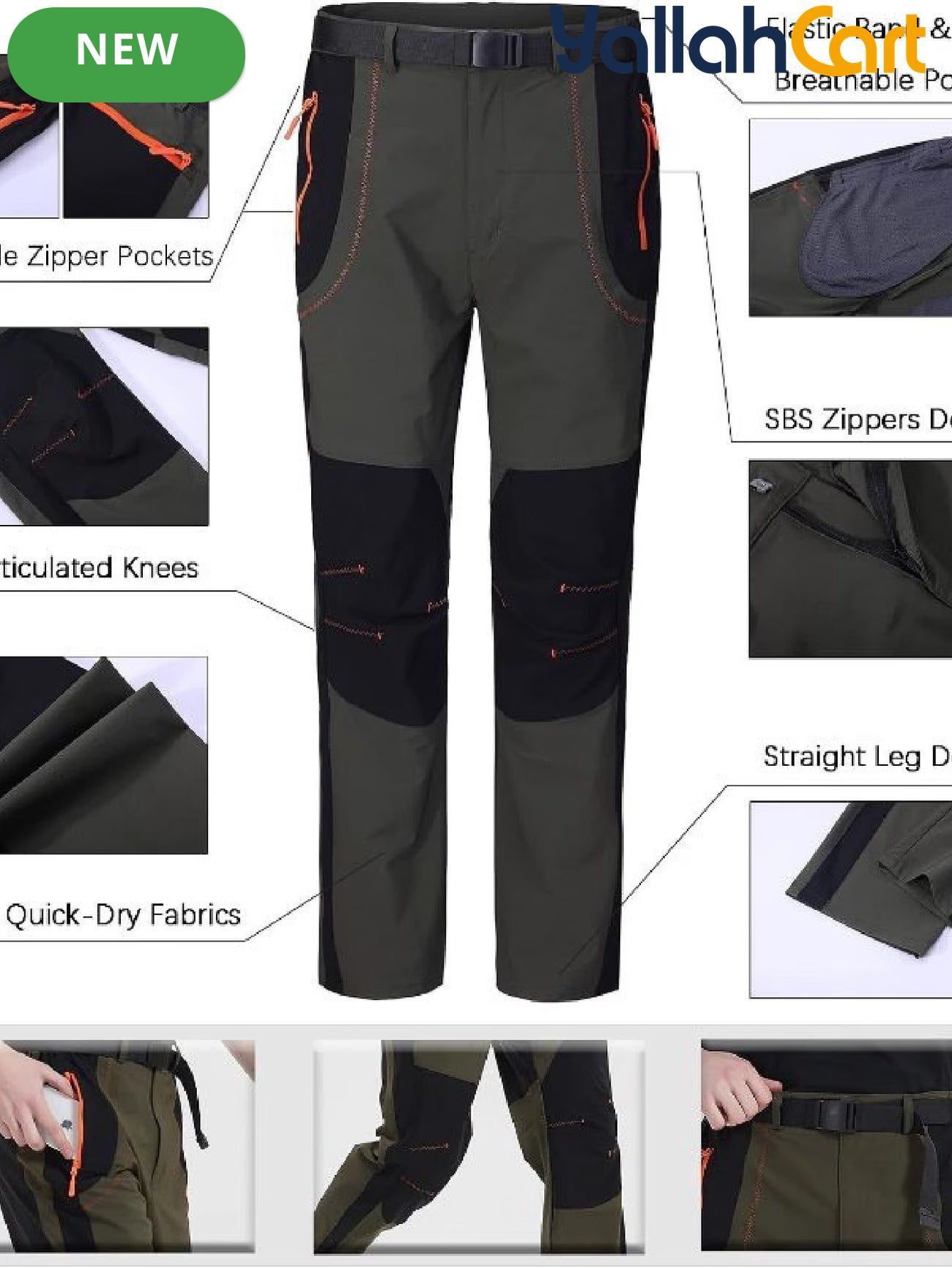 Men’s Quick-Dry Hiking Cargo Pants – Lightweight Outdoor Work Trousers