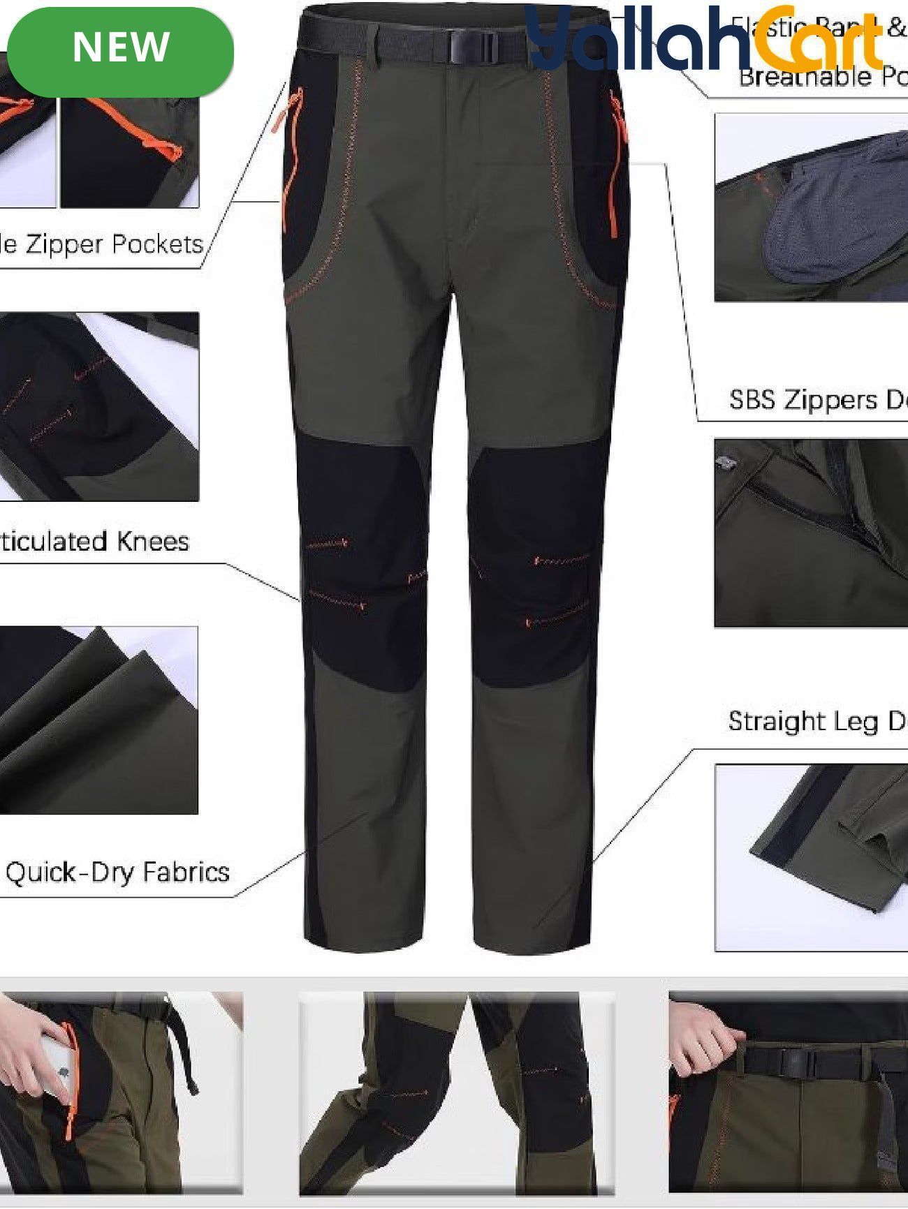 Men’s Quick-Dry Hiking Cargo Pants – Lightweight Outdoor Work Trousers