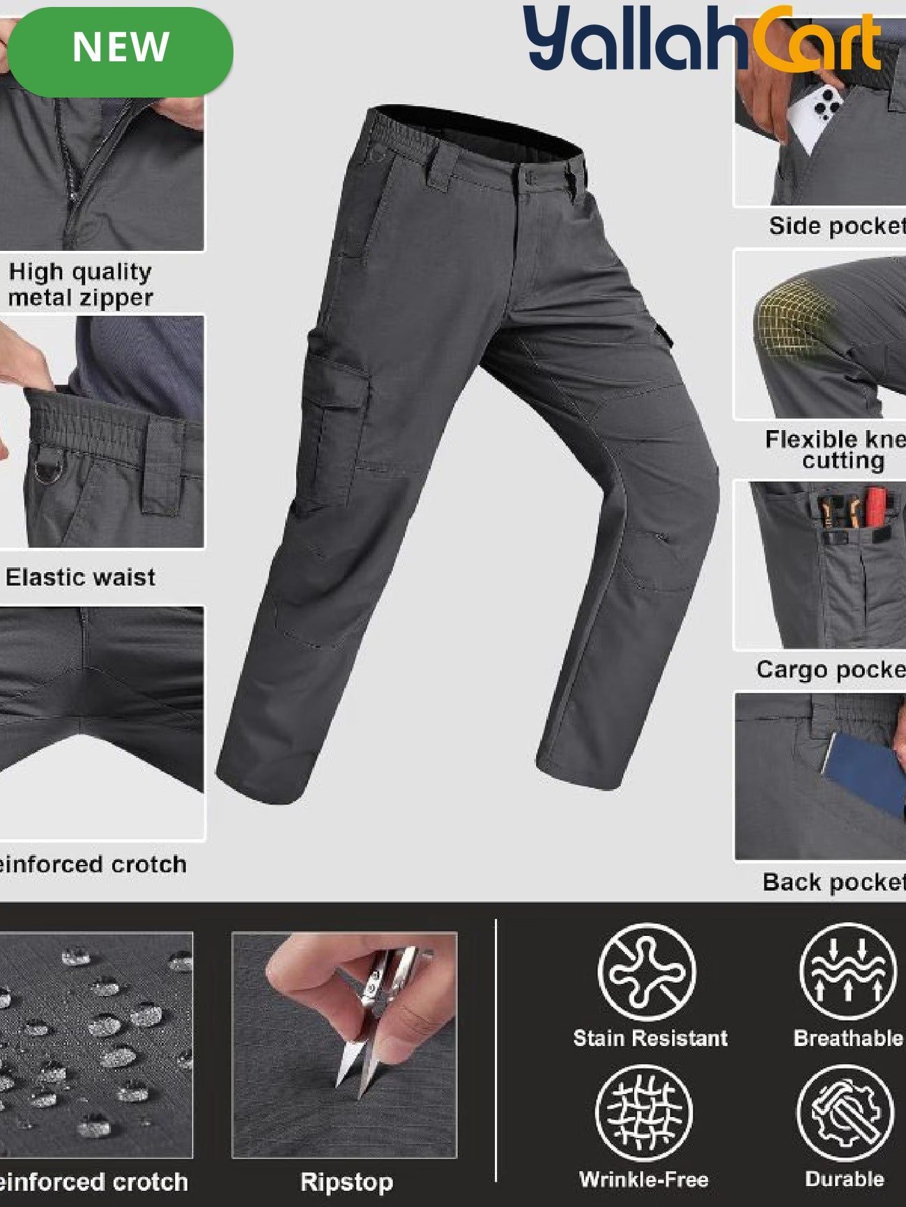 Men’s 7-Pocket Work Pants – Rip-Resistant Tactical Outdoor Trousers