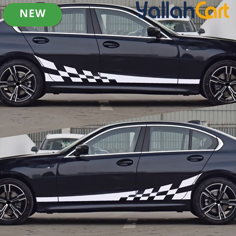 Glossy Checkered Flag Racing Car Decals