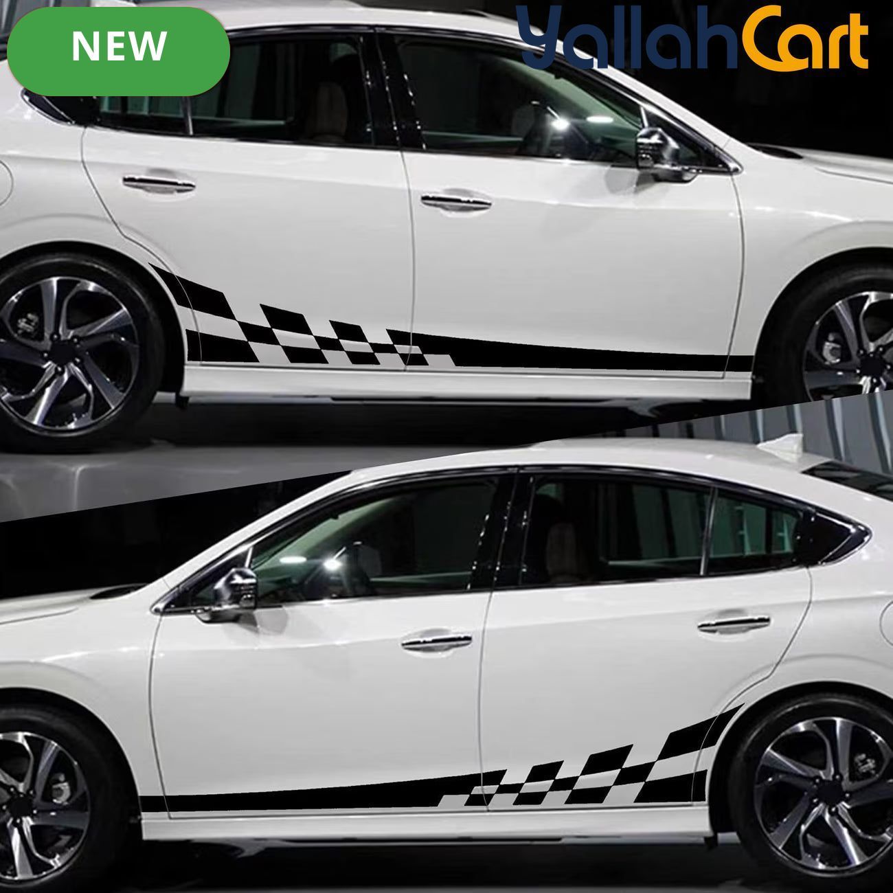 Glossy Checkered Flag Racing Car Decals