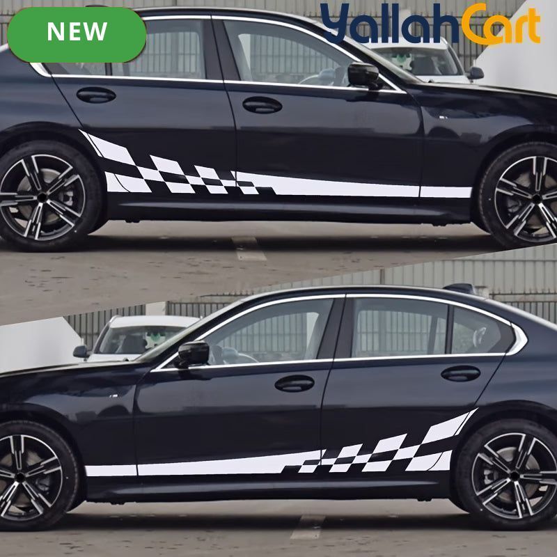 Glossy Checkered Flag Racing Car Decals