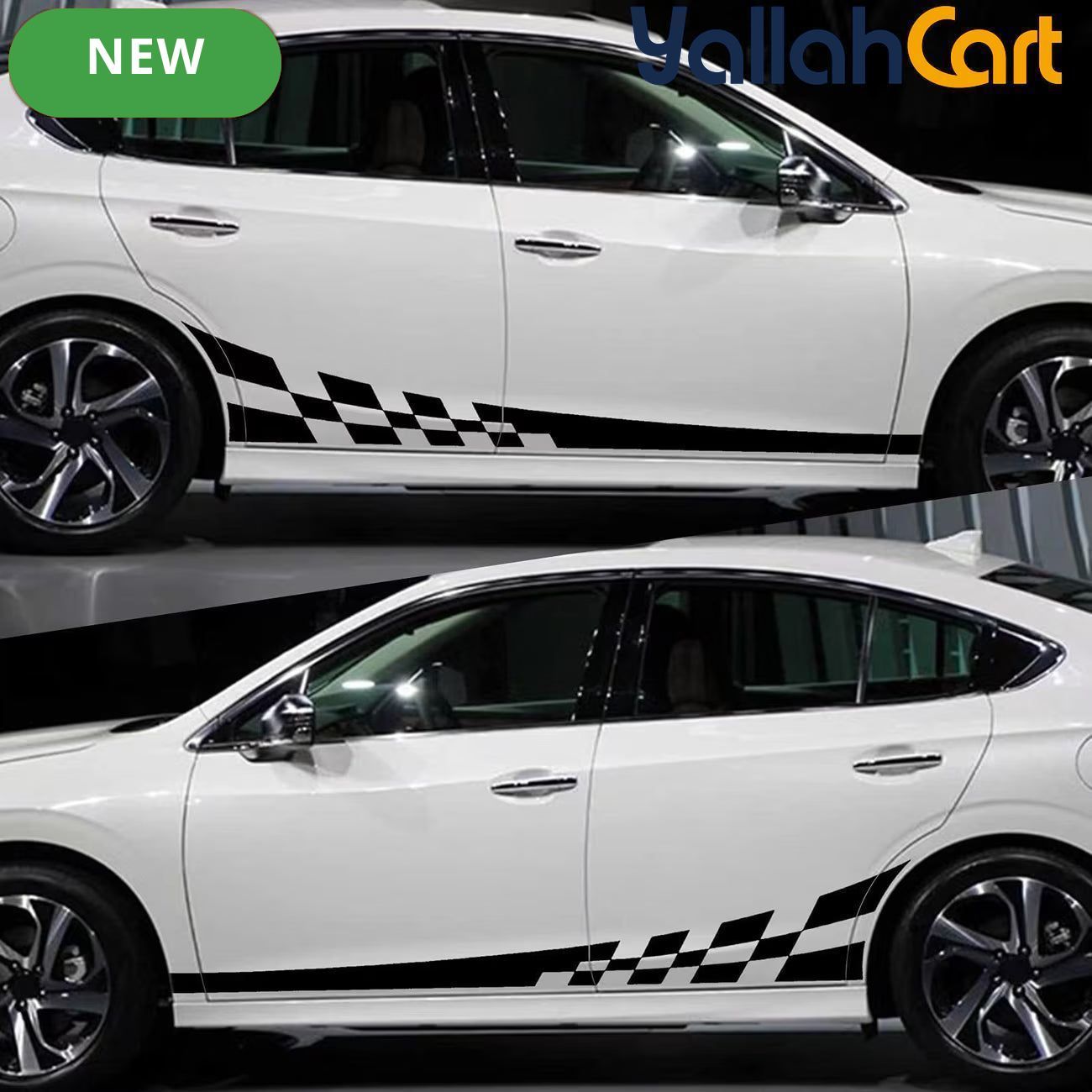 Glossy Checkered Flag Racing Car Decals