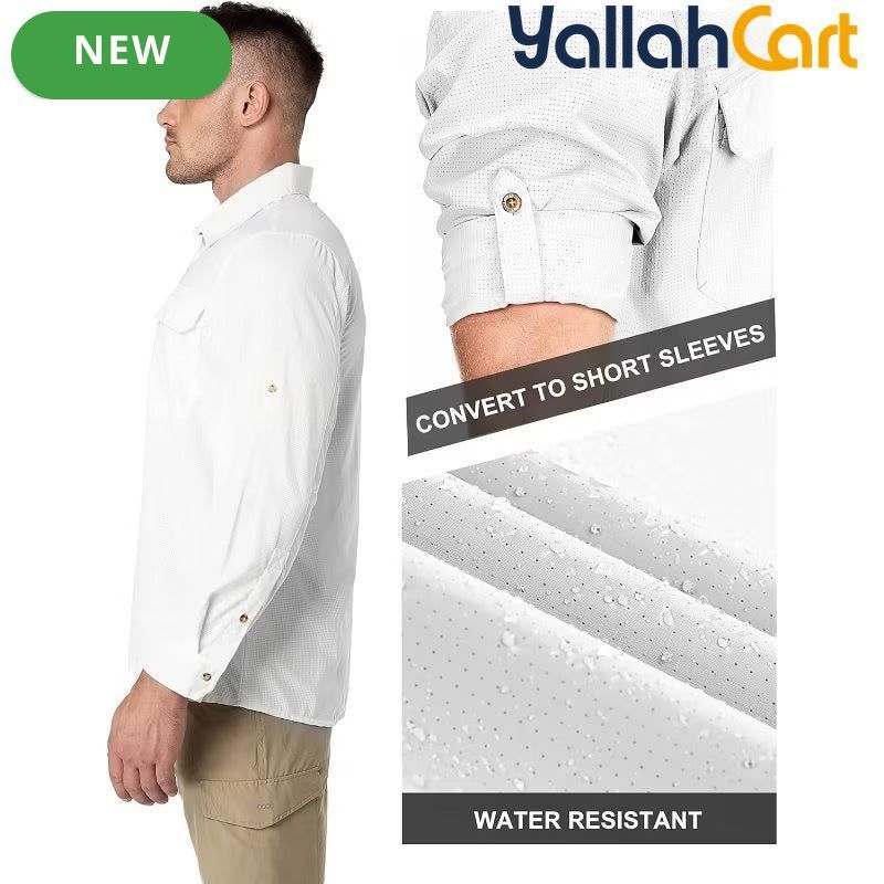 Men’s UPF 50+ Long-Sleeve Quick-Dry Shirt – Cooling Outdoor Fishing & Hiking Shirt