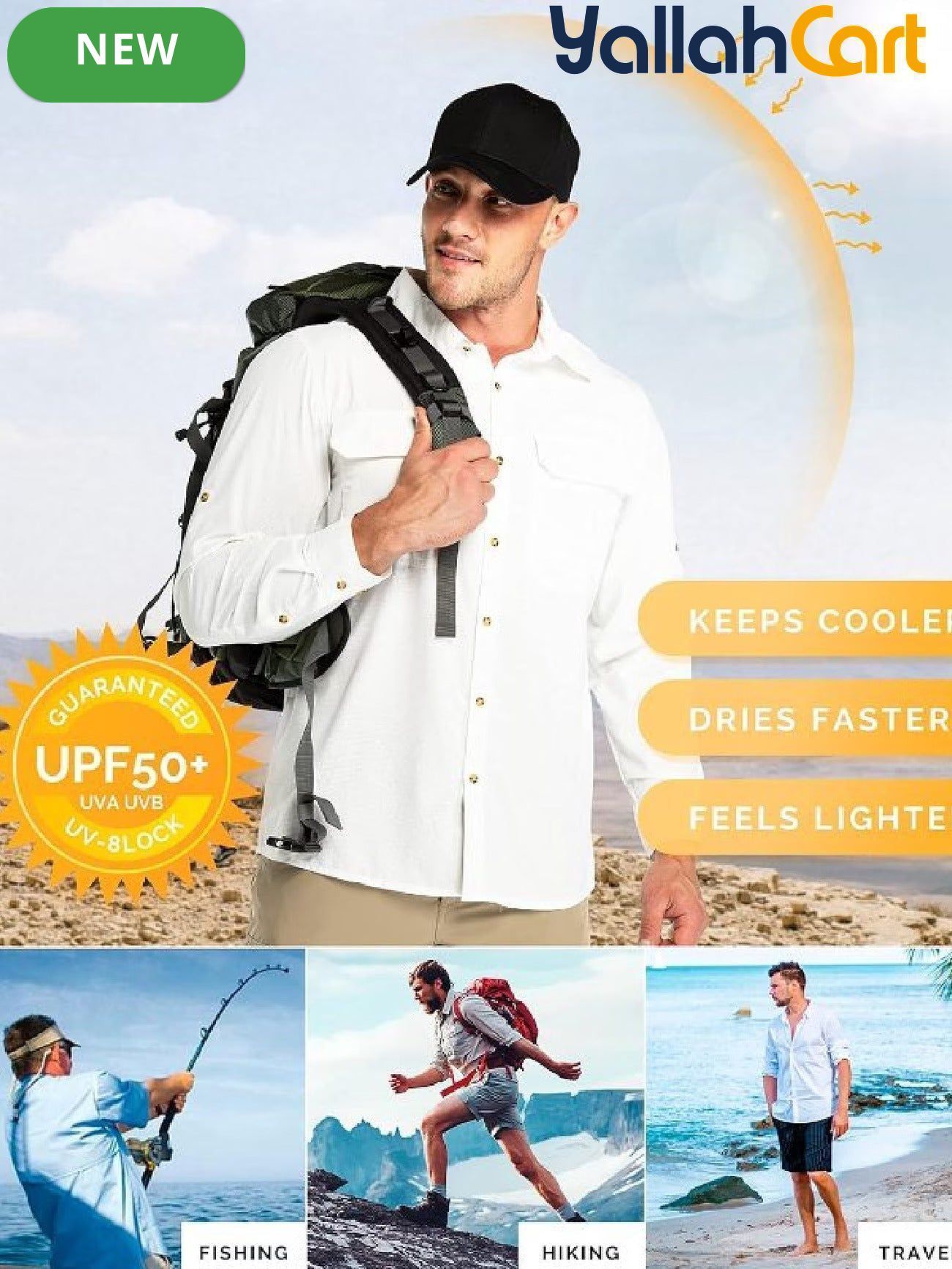 Men’s UPF 50+ Long-Sleeve Quick-Dry Shirt – Cooling Outdoor Fishing & Hiking Shirt