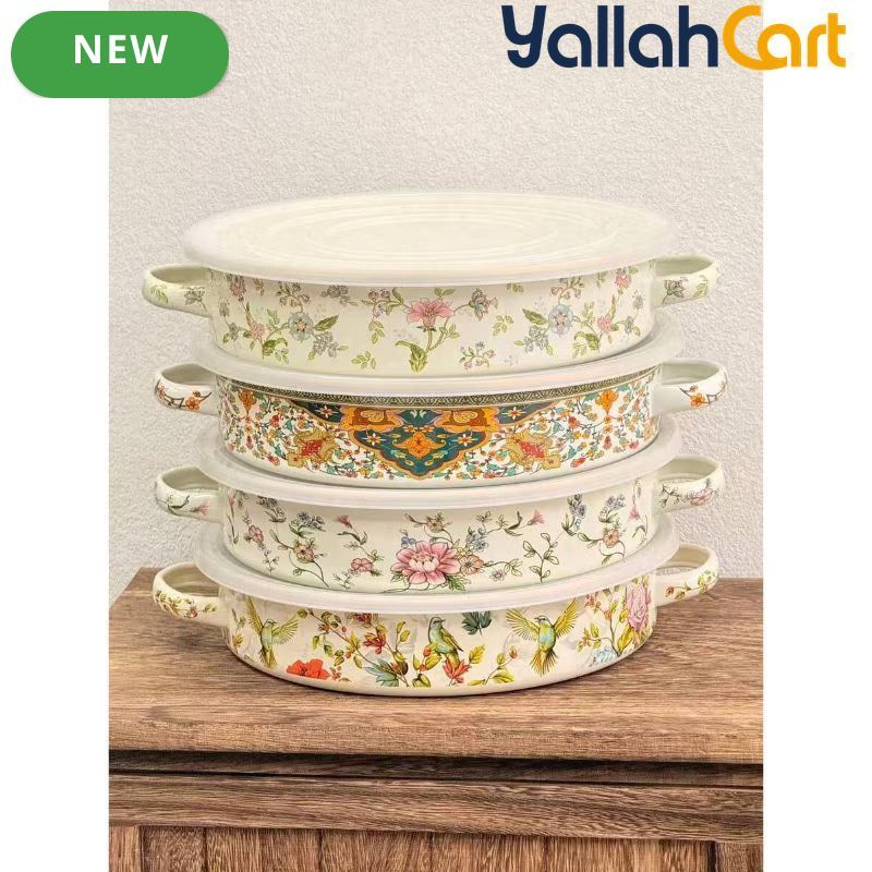 Luxurious Persian-Style Shallow Bowl with Colorful Rim